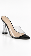 Seraphine Clear Flared Heels - Black