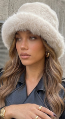 Rena Faux Fur Bucket Hat - White