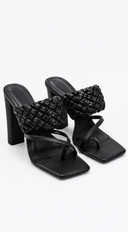 Ravello Woven Block Heel Sandals - Black