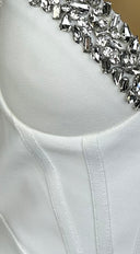 Selvara Crystal Bandage Midi Dress - Off White