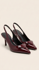 Rihanna Sling back Heel in Burgundy front view pair