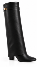 Cerlene Overlay Foldover Knee High Boots - Black