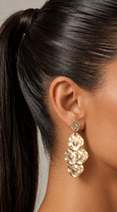 Vaya Hammered Disc Cascade Drop Earrings - Gold