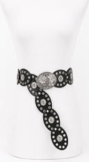 Tamala Faux Leather Oval Vintage Belt - Silver