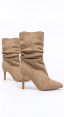 Zélie Slouch Suede Pointed Toe Ankle Boots - Taupe
