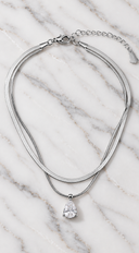 Cece Teardrop Charm Crystal Layered Anklet - Silver