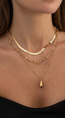Calista 3 Layered Teardrop Chain Necklace  - Gold