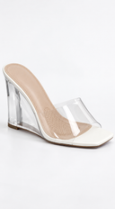 Elysia Clear Heel Wedges -  White