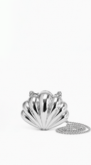 Coraline Shell Metal Mini Clutch Purse - Silver