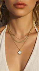 Eva Beaded Chain Choker Necklace in Gold on neutral background