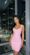 Lunelle Sculpt Bandage Mini Dress - Pink