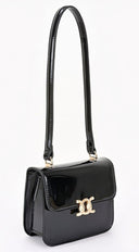 Noiré Faux Leather Flap Shoulder Bag - Black