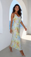 Floravie Watercolor Floral Maxi Dress - Blue Multi
