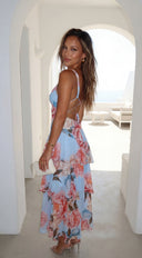 Pivona Peony Tiered Ruffle Maxi Dress - Blue