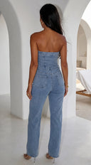 Dara Denim Tube Jumpsuit - Blue