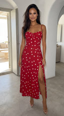 Romelia Polka Dot Maxi Dress - Red