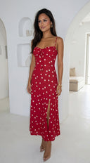 Romelia Polka Dot Maxi Dress - Red