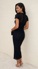 Kinga Lace Midi Dress - Black