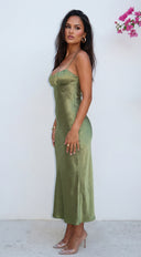Olivienne Satin Maxi Dress - Green
