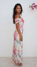 Sophinia One Shoulder Mesh Maxi Dress - Pink Multi