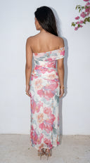 Sophinia One Shoulder Mesh Maxi Dress - Pink Multi