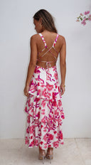 Azélie Floral Tiered Maxi Dress - Pink Multi