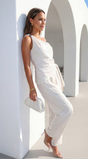 Layah One Shoulder Draped Set - Natural Beige
