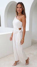 Layah One Shoulder Draped Set - Natural Beige