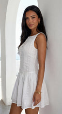 Helena Boat Neck Mini Dress - White