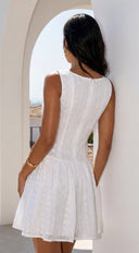 Helena Boat Neck Mini Dress - White