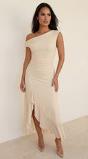 Ascent Off Shoulder Maxi Dress - Butter Yellow