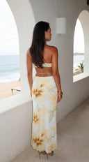 Violessa Floral Ruffle Cutout Maxi Dress - Yellow Multi