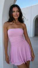 Siana Strapless Ruched Mini Dress - Pink