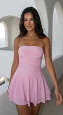 Siana Strapless Ruched Mini Dress - Pink
