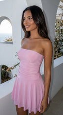 Siana Strapless Ruched Mini Dress - Pink
