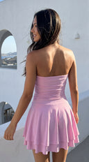 Siana Strapless Ruched Mini Dress - Pink