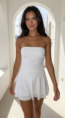 Siana Strapless Ruched Mini Dress - Off White