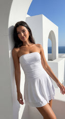 Siana Strapless Ruched Mini Dress - Off White