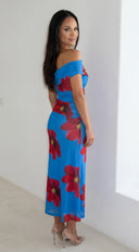Azura Floral One Shoulder Maxi Dress - Blue Multi
