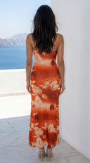 Nalani Floral Beaded Cut Out Maxi Dress - Orange Multi
