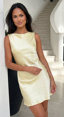 Seluna Satin Mini Dress - Yellow
