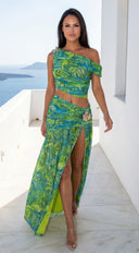 Tahlia Tropical Print Set - Lime Green