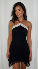 Elarie Lace Mini Dress - Black