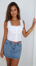 Dakota Western Stitch Denim Mini Skirt - Blue