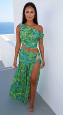 Tahlia Tropical Print Set - Lime Green