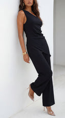 Luna One Shoulder Pant Set - Black