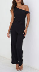 Luna One Shoulder Pant Set - Black