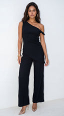 Luna One Shoulder Pant Set - Black