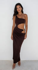 Valezza Cut Out Maxi Dress - Brown