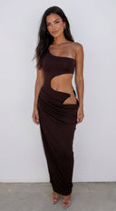 Valezza Cut Out Maxi Dress - Brown